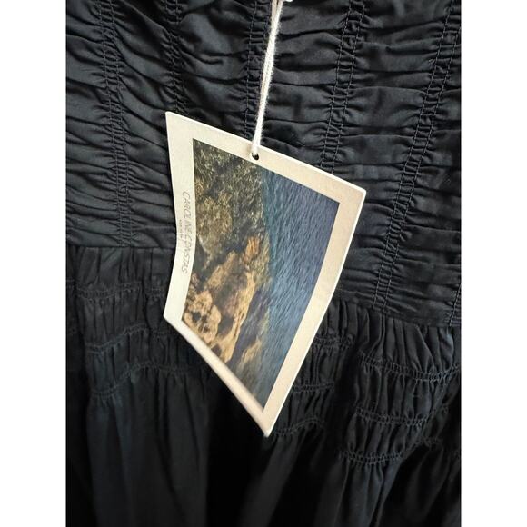 Caroline Constas Black Smocked Midi Dress women's Classic Casual Wardrobe Sz S - Picture 11 of 14